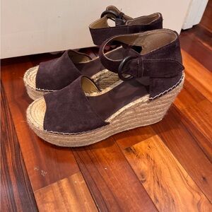 Women's Deep Purple Suede Wedge Sandals